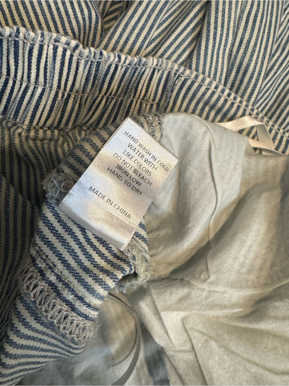 Blue Velvet Railroad Stripe Paint Splatter Barrel Pants - Picture 6 of 7